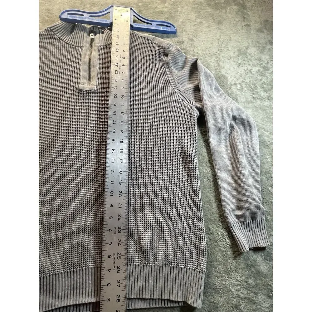 Tommy Bahama Men’s XL Gray Waffle Knit 1/4 Zip Cotton Mock Neck Sweater Pullover